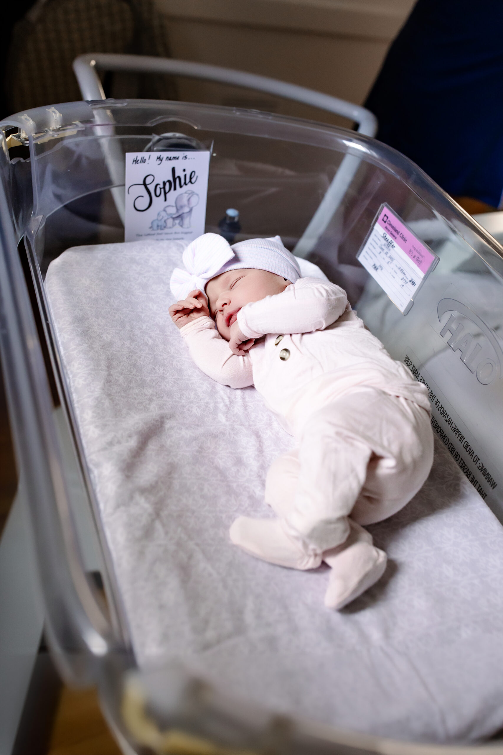 Newborn in basinet
